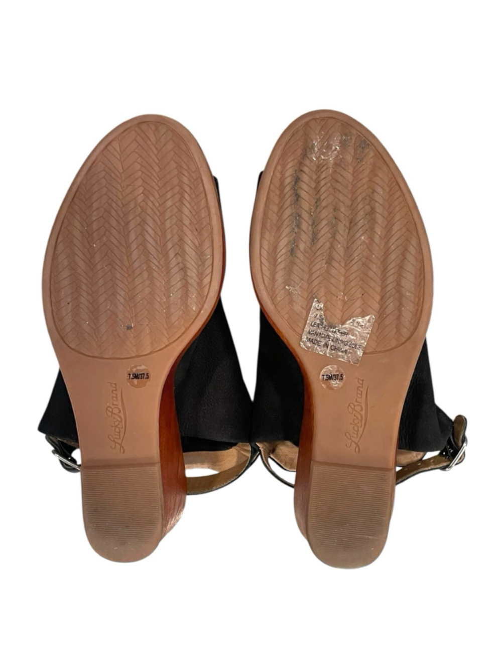 Lucky Brand Womens 7.5 Open Toe Slingback Platform Wedge Sandal Bootie Leather - Picture 9 of 14
